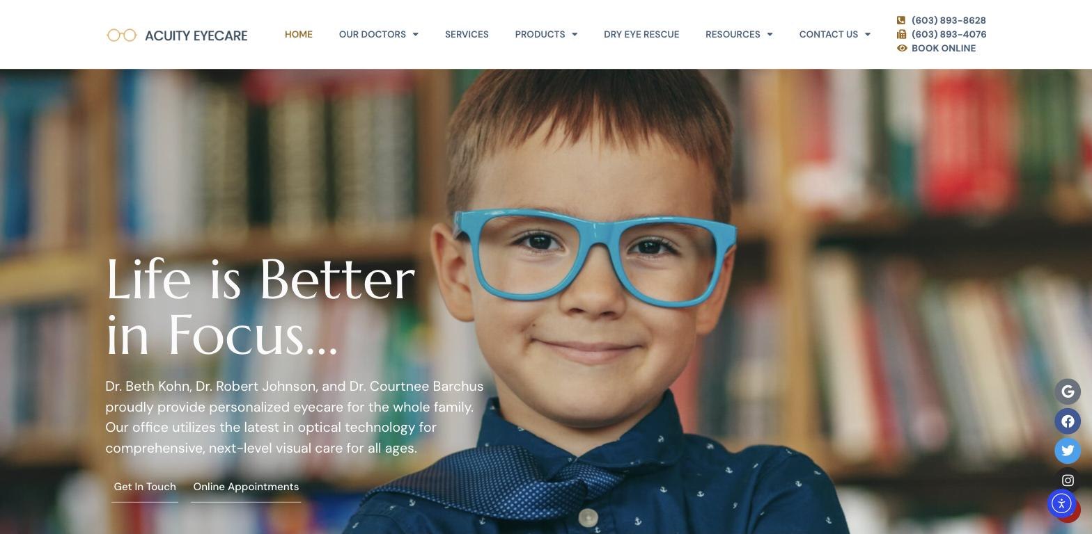 Acuity Eyecare website
